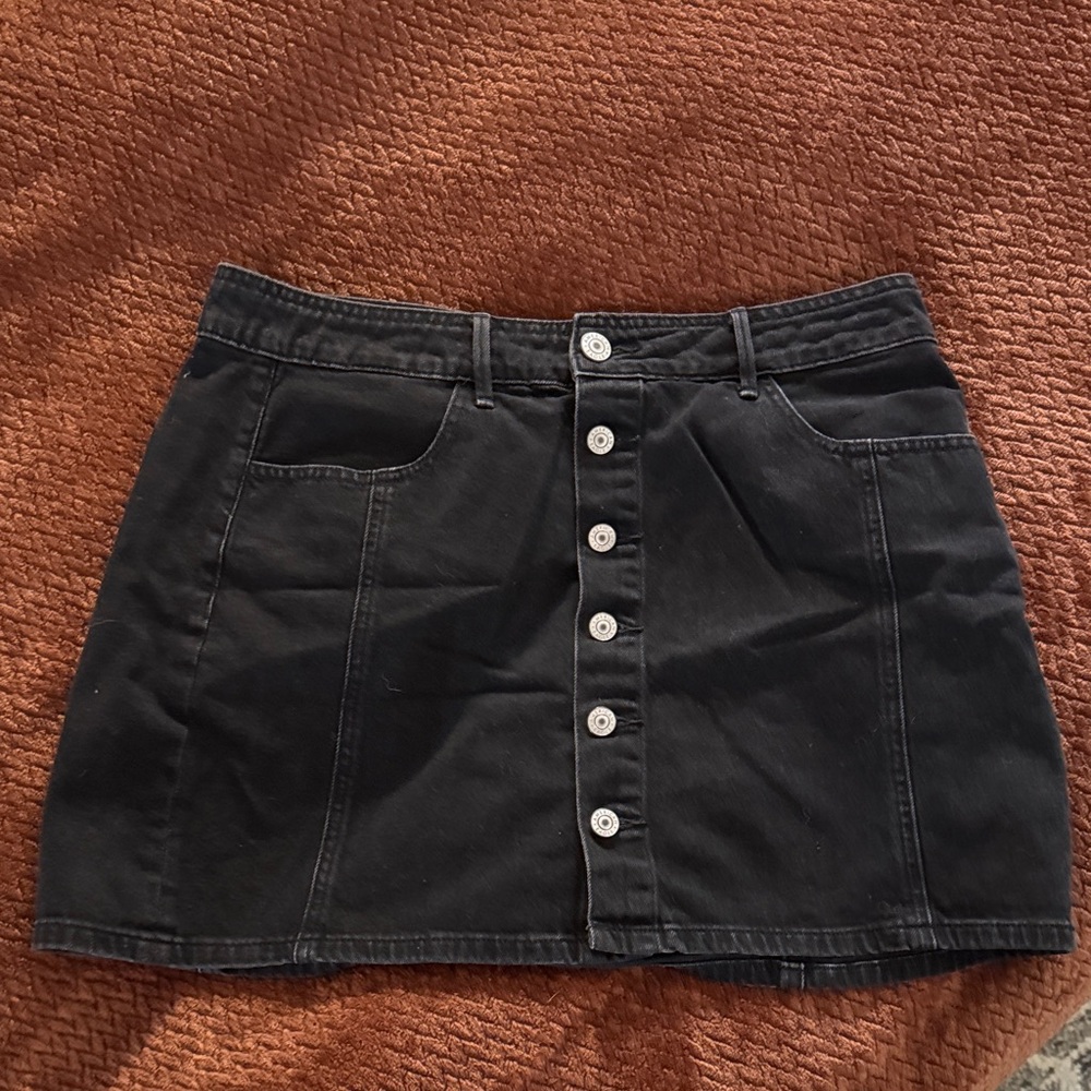 Black Button-Front Denim Skirt by American eagle